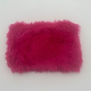 Fuzzy Hot Pink Shag Clutch, Makeup, Jewelry Bag
